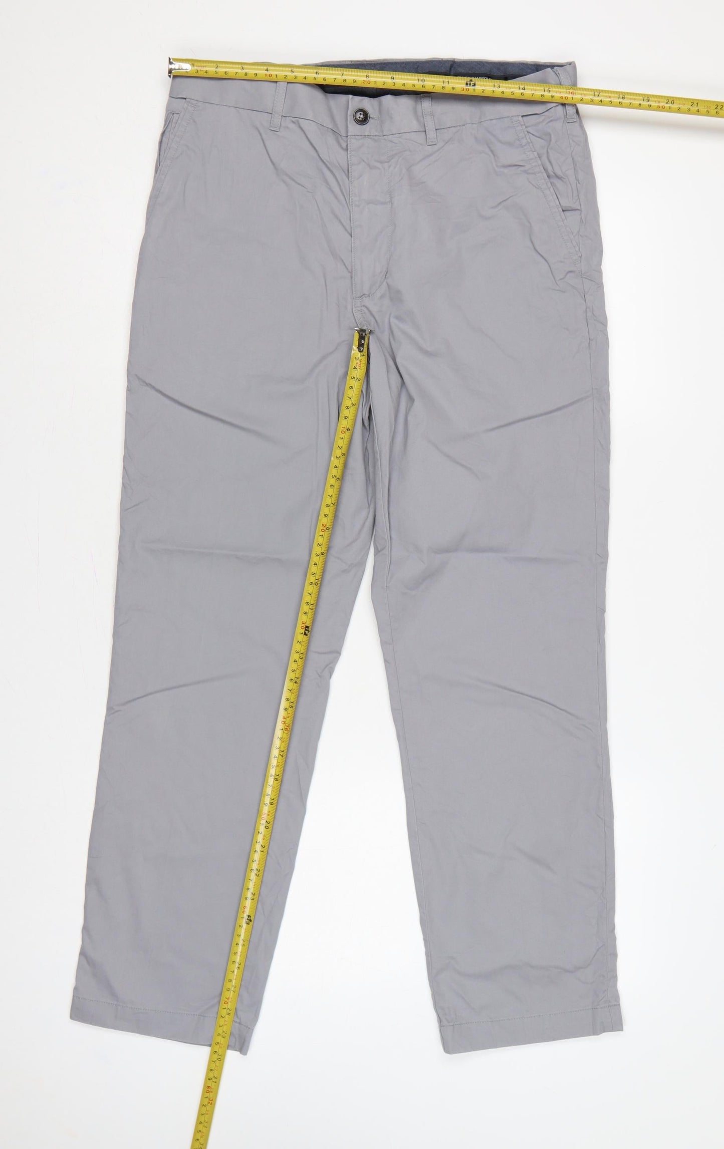 Marks and Spencer Blue Harbour Men Grey 32in Regular Chino Trousers