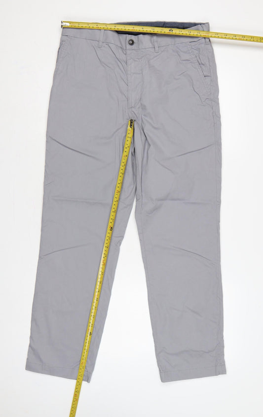 Marks and Spencer Blue Harbour Men Grey 32in Regular Chino Trousers