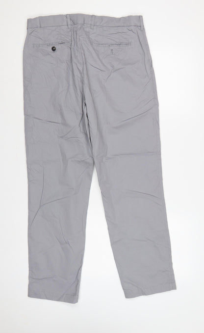 Marks and Spencer Blue Harbour Men Grey 32in Regular Chino Trousers