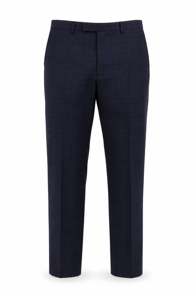 Marks & Spencer Men’s Blue 32 Linen Blend Plaid Dress Trousers
