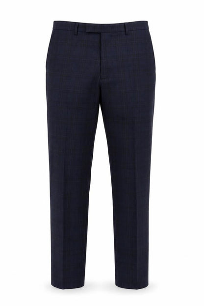 Marks & Spencer Men’s Blue 32 Linen Blend Plaid Dress Trousers