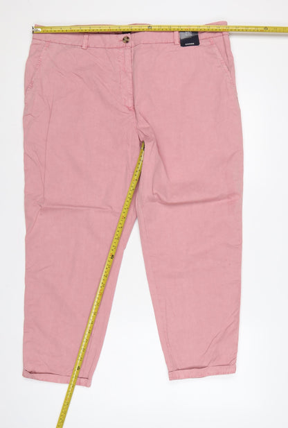 M&S Women’s Pink Chino Trousers UK 20 Short 100% Cotton