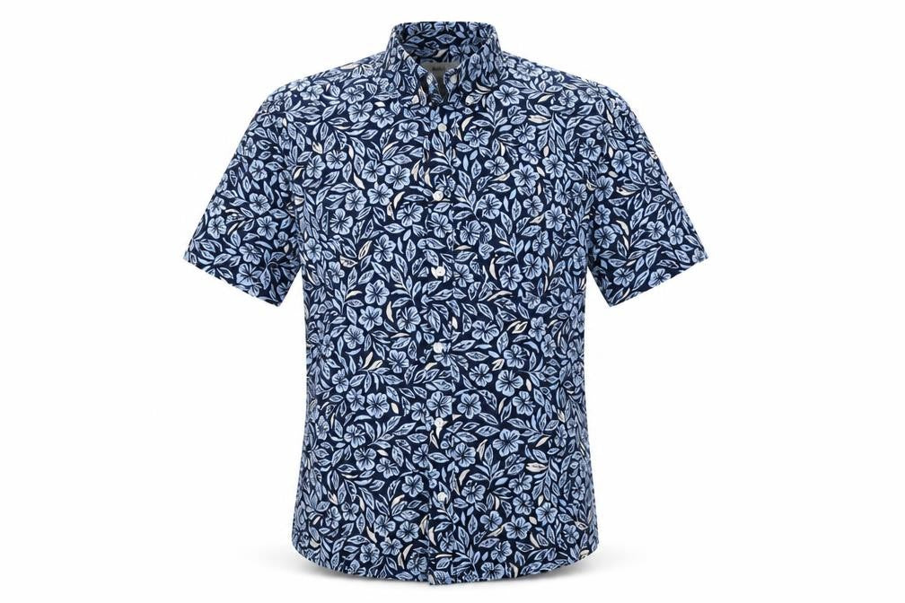 Marks & Spencer Men Blue Floral Hawaiian Cotton Shirt S Regular