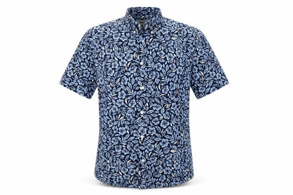 Marks & Spencer Men Blue Floral Hawaiian Cotton Shirt S Regular