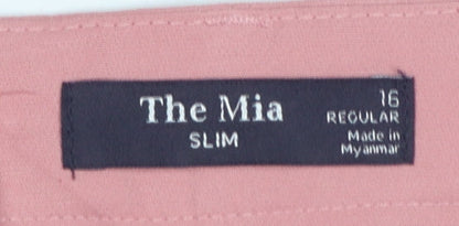 M&S Women Pink UK 16 The Mia Slim Tapered Tailored Trousers