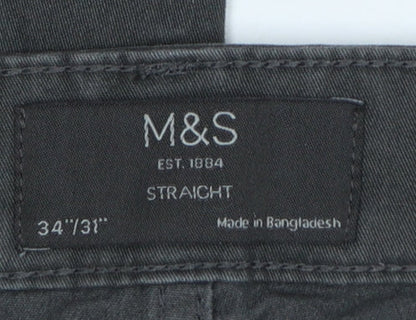Marks & Spencer Men’s Black 34/31 Straight Stretch Jeans