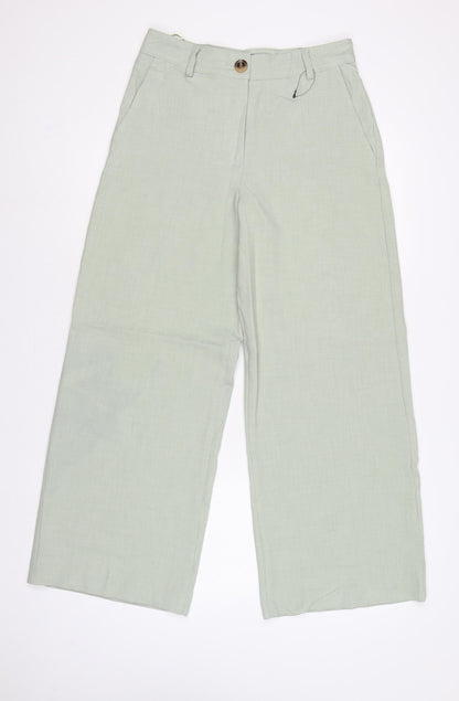 Marks & Spencer Women’s Pale Apple Green UK 10 Short Wide-Leg Trousers