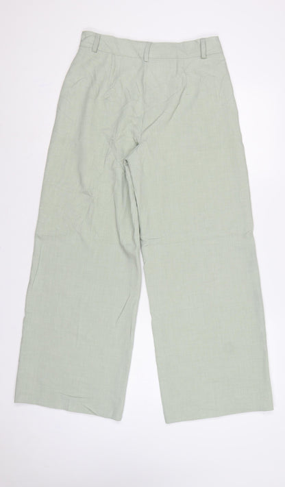 Marks & Spencer Women’s Pale Apple Green UK 10 Short Wide-Leg Trousers