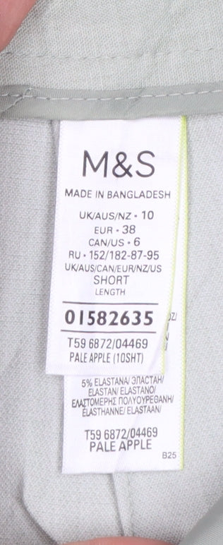 Marks & Spencer Women’s Pale Apple Green UK 10 Short Wide-Leg Trousers
