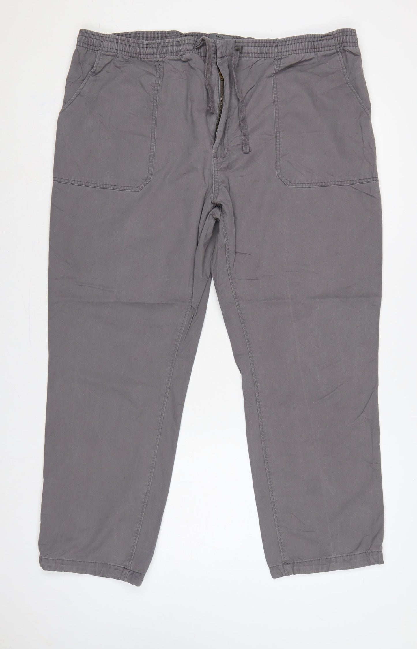 Marks and Spencer Men's Grey 44in Cotton Jogger Trousers 29in Leg