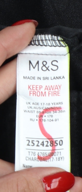 Marks & Spencer Boys Black 18 Plus School Dress Trousers 36in Waist
