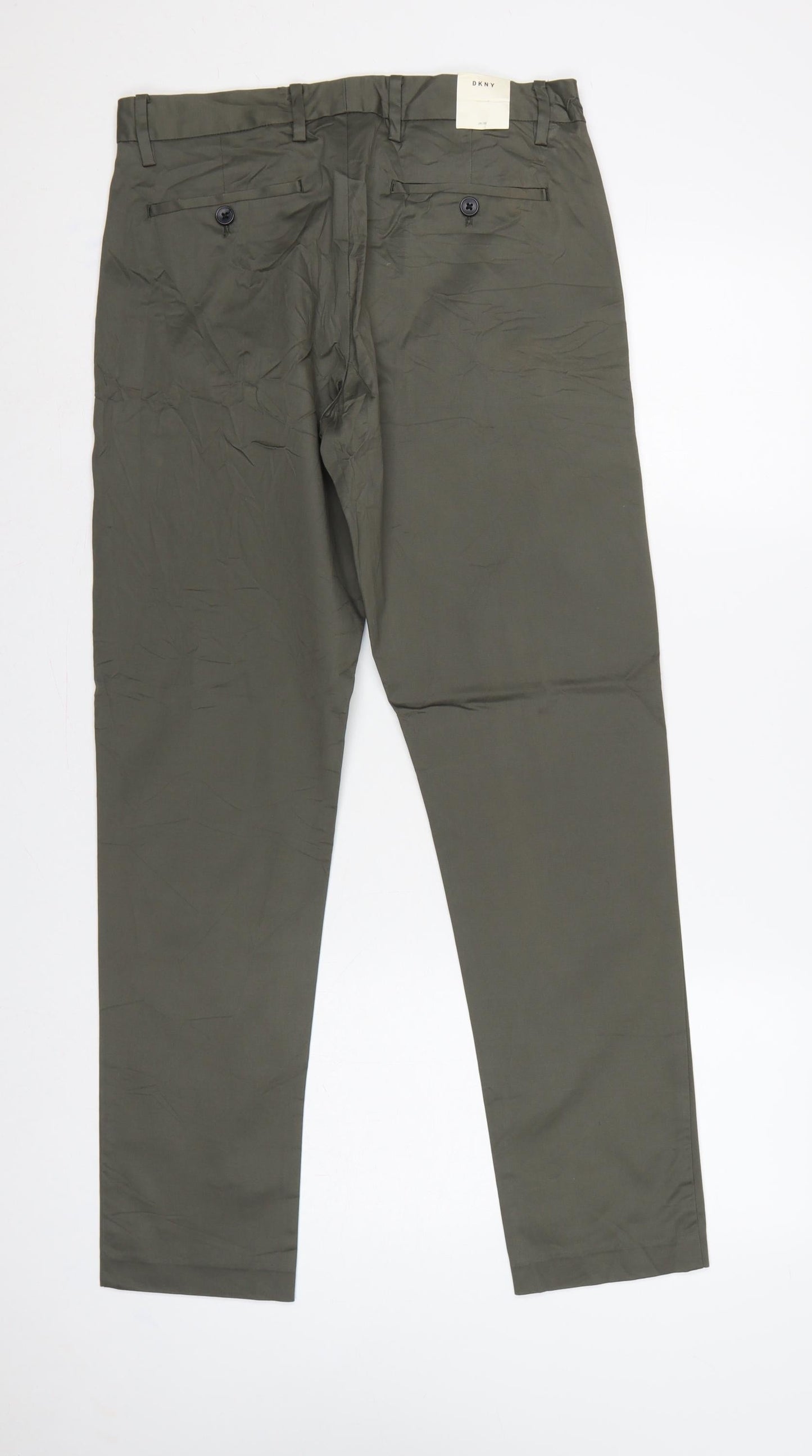 DKNY Men’s Green 29/30 Stretch Chino Straight Trousers