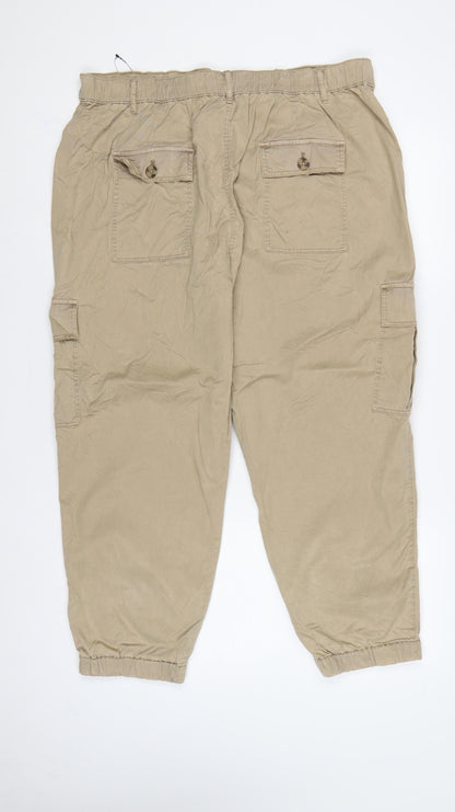 M&S Women’s Beige UK 18 Short Cargo Jogger Trousers Pockets