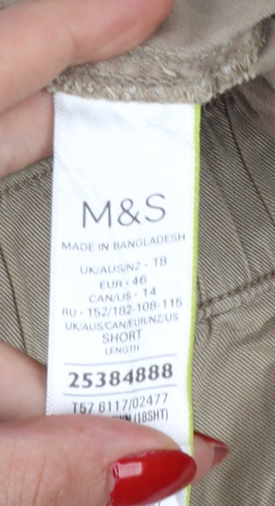 M&S Women’s Beige UK 18 Short Cargo Jogger Trousers Pockets