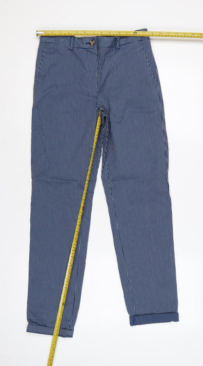 Marks and Spencer Women’s Blue Pinstripe Cotton Chino Trousers UK 6