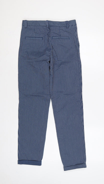 Marks and Spencer Women’s Blue Pinstripe Cotton Chino Trousers UK 6