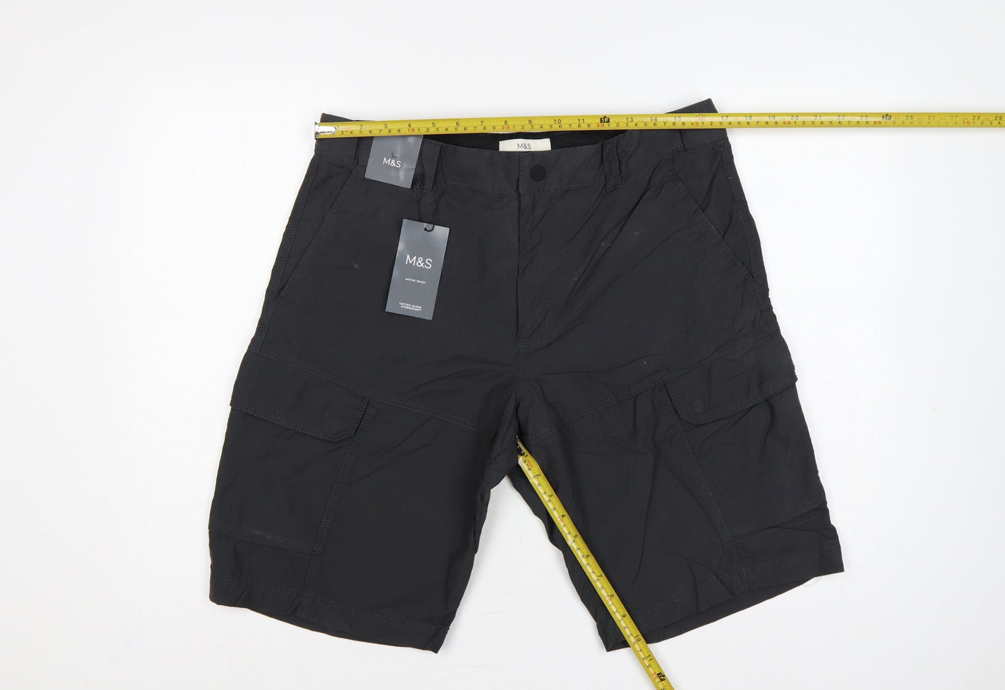 Marks & Spencer Men's Black W34 Active Waist Stormwear Cargo Shorts