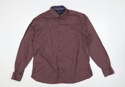 Marks & Spencer Men’s Red Check XL Slim Fit Cotton Button-Up Shirt
