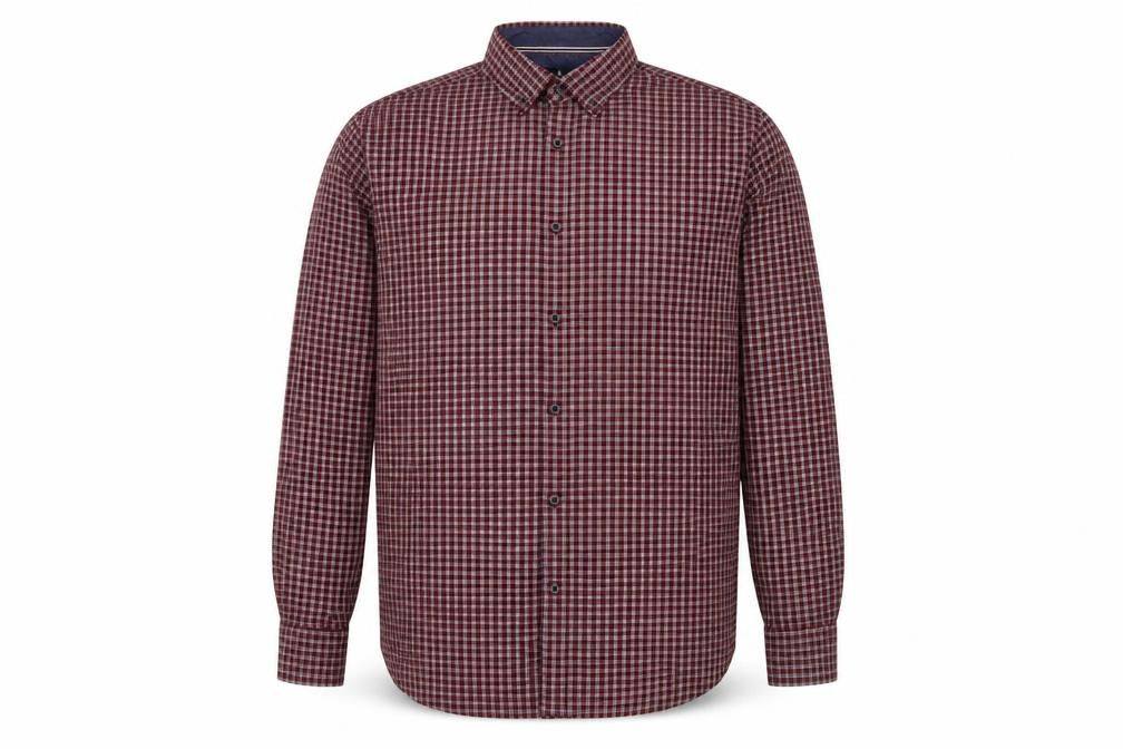 Marks & Spencer Men’s Red Check XL Slim Fit Cotton Button-Up Shirt