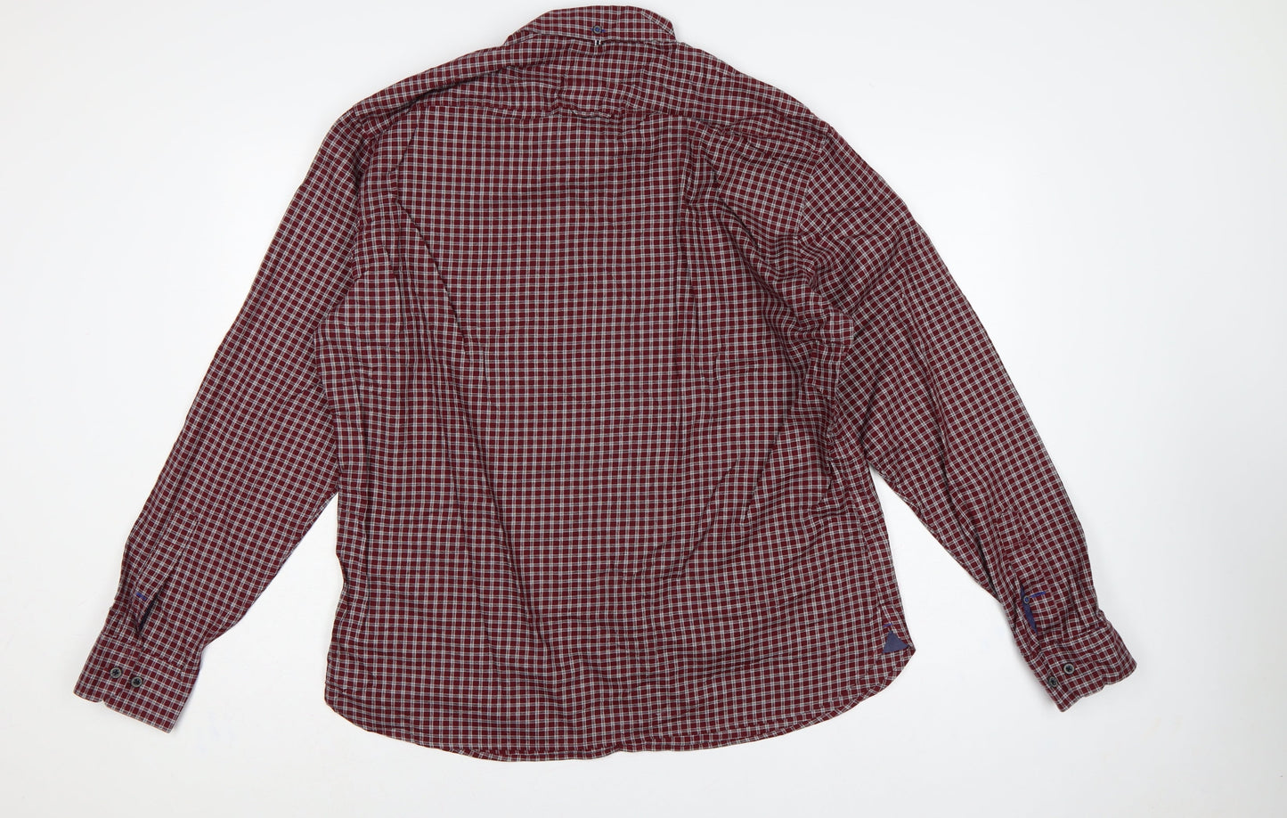 Marks & Spencer Men’s Red Check XL Slim Fit Cotton Button-Up Shirt
