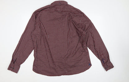 Marks & Spencer Men’s Red Check XL Slim Fit Cotton Button-Up Shirt