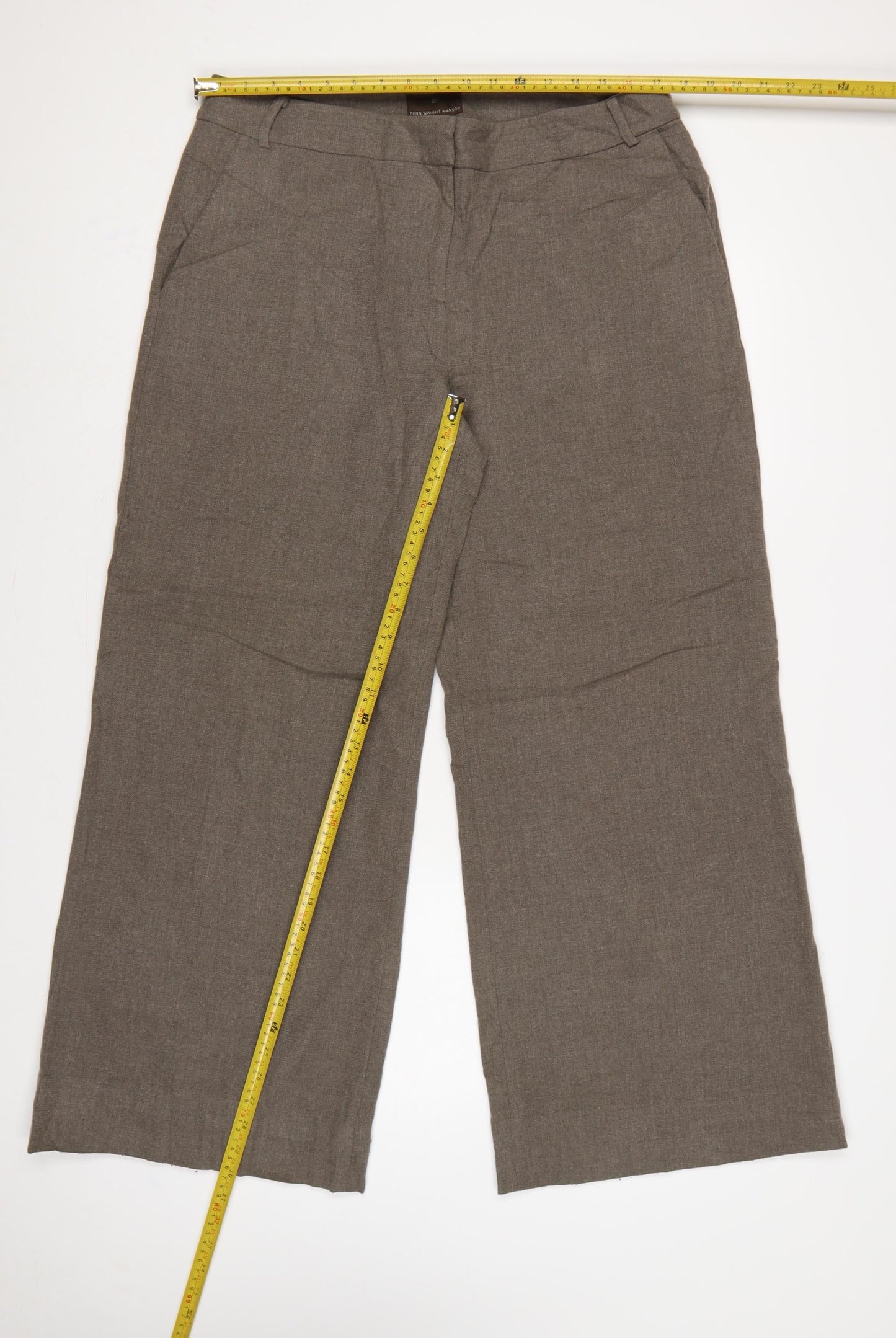 Fenn Wright Manson Women Brown Size 16 Wide-Leg Wool Dress Trousers