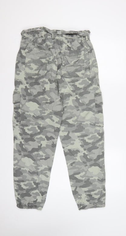 Marks and Spencer Women’s Grey Camo 10-12 Cargo Jogger Trousers Belted
