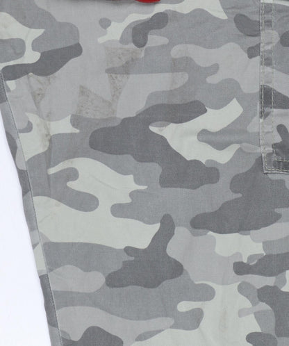 Marks and Spencer Women’s Grey Camo 10-12 Cargo Jogger Trousers Belted