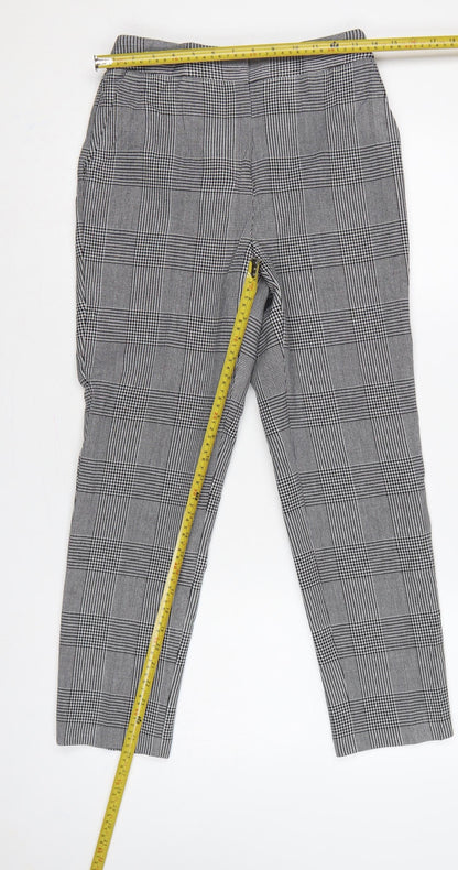 Marks and Spencer Women Grey Check Slim Tapered Trousers UK 8