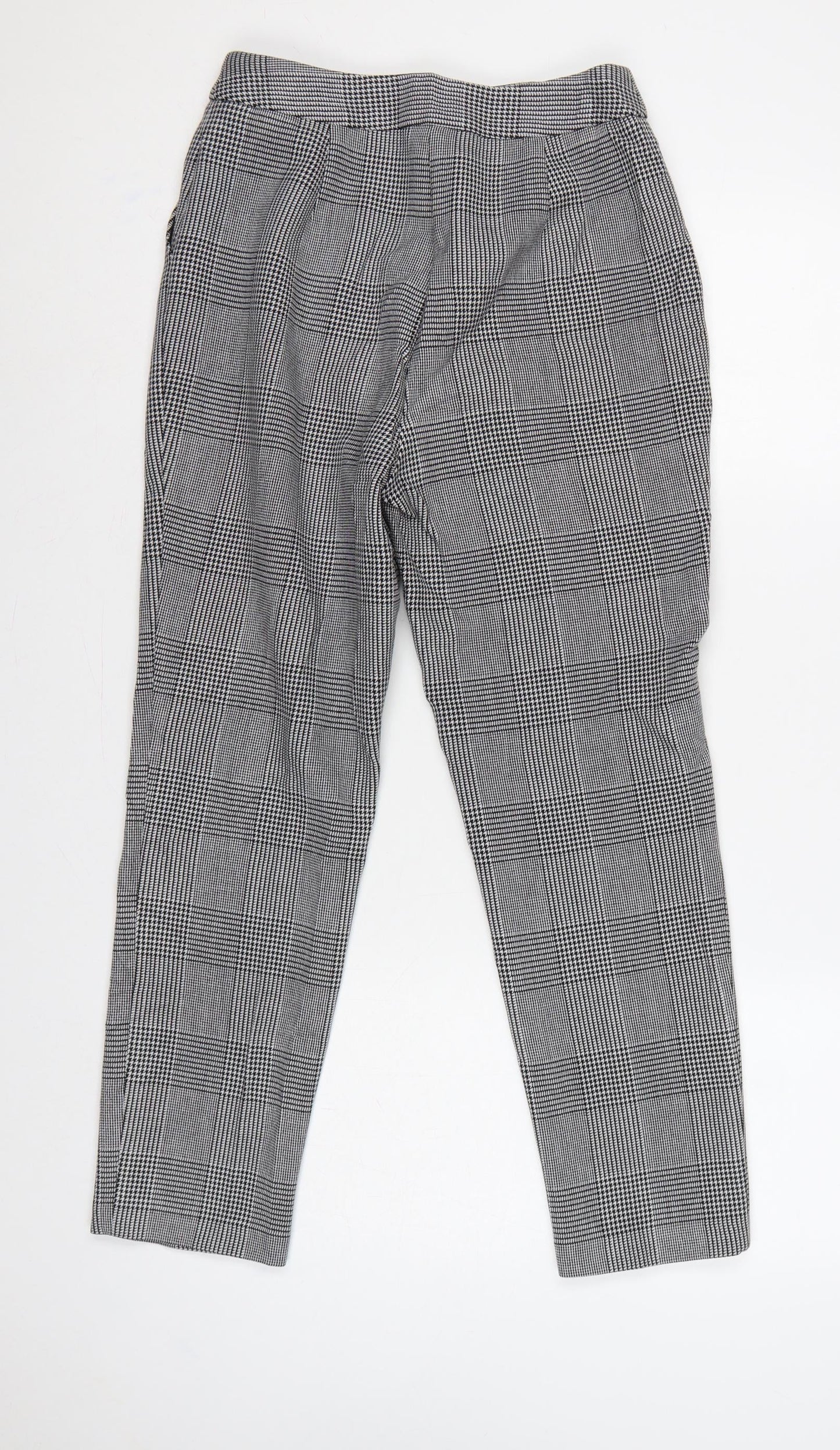 Marks and Spencer Women Grey Check Slim Tapered Trousers UK 8