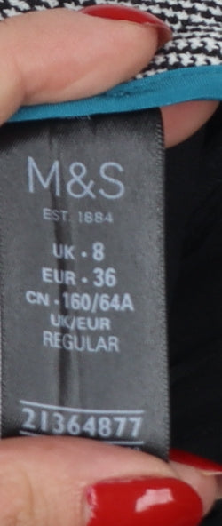 Marks and Spencer Women Grey Check Slim Tapered Trousers UK 8