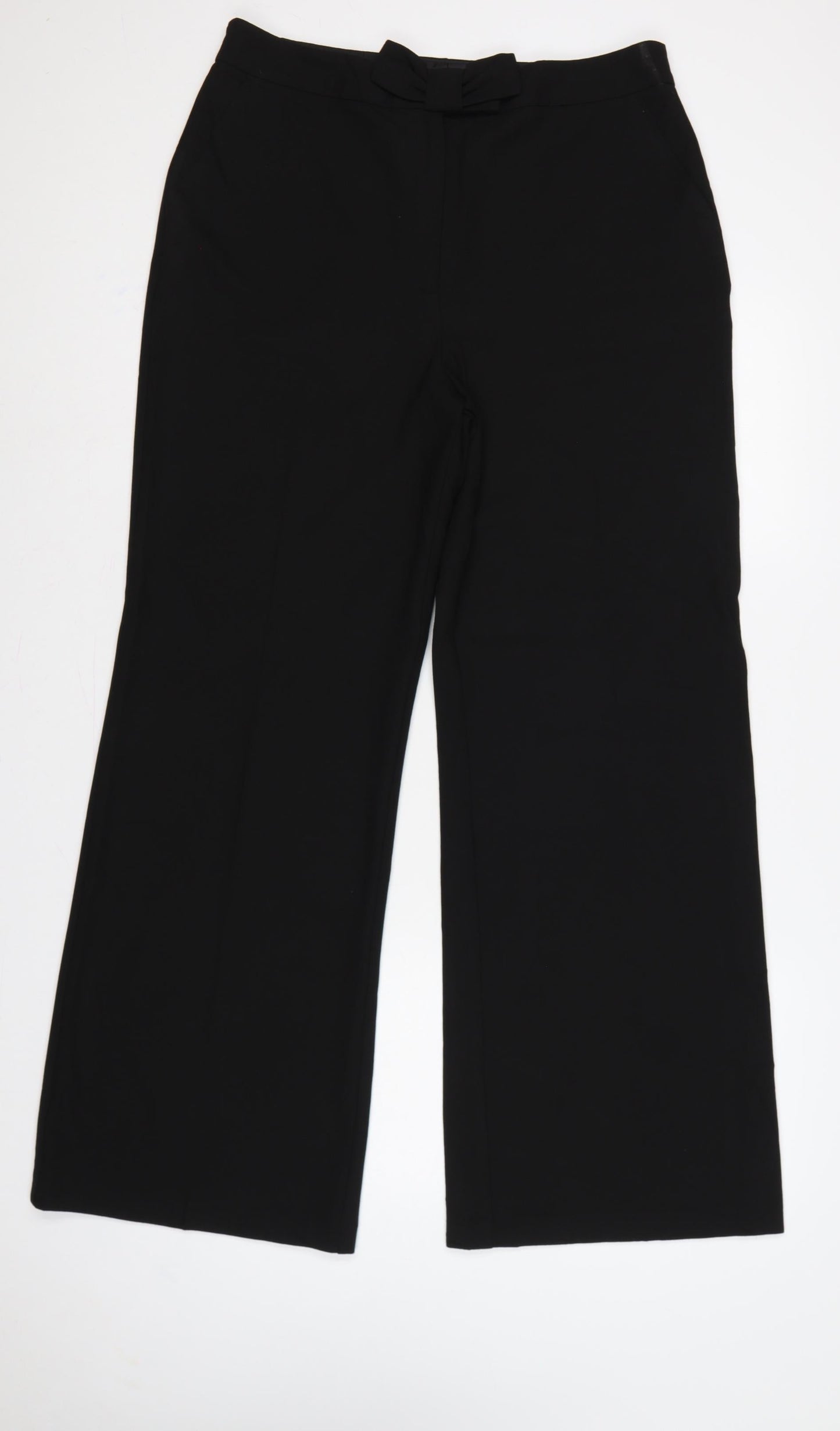 South Women Black UK 14 Wide-Leg Tailored Dress Trousers