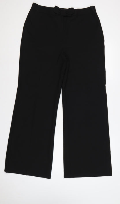 South Women Black UK 14 Wide-Leg Tailored Dress Trousers
