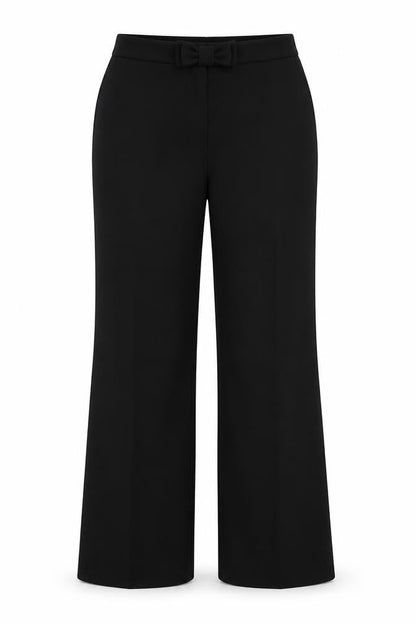 South Women Black UK 14 Wide-Leg Tailored Dress Trousers