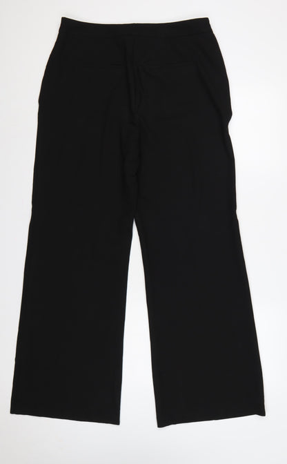 South Women Black UK 14 Wide-Leg Tailored Dress Trousers
