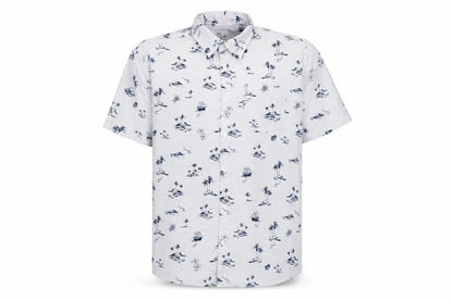 Marks and Spencer Men White 2XL Hawaiian Nautical Print Short Sleeve Shirt