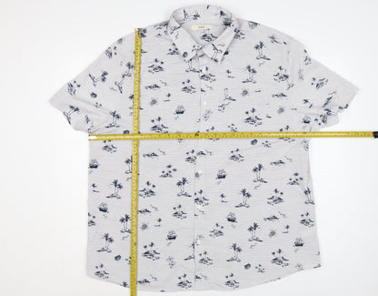 Marks and Spencer Men White 2XL Hawaiian Nautical Print Short Sleeve Shirt