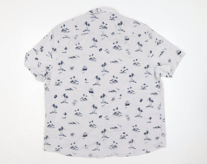 Marks and Spencer Men White 2XL Hawaiian Nautical Print Short Sleeve Shirt
