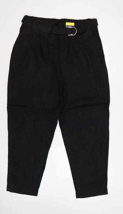 Marks and Spencer Womens Black UK 16 Paperbag Linen Blend Trousers