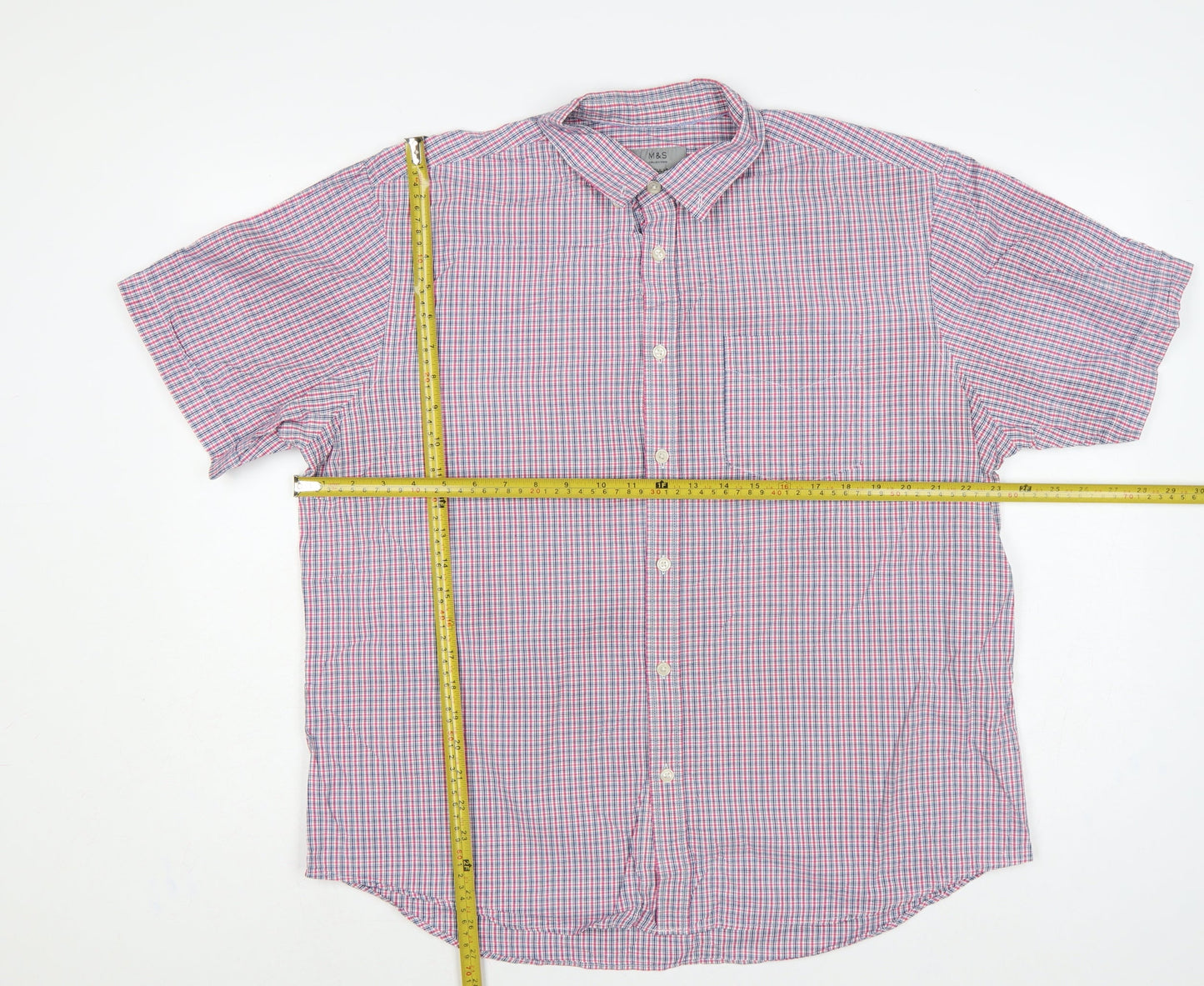Marks & Spencer Men Multicoloured XL Classic Check Short Sleeve Shirt