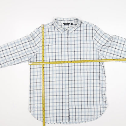 Rohan Women White Blue Check Long Sleeve Button-Up Shirt UK 14