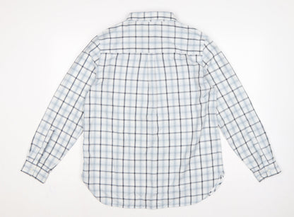 Rohan Women White Blue Check Long Sleeve Button-Up Shirt UK 14