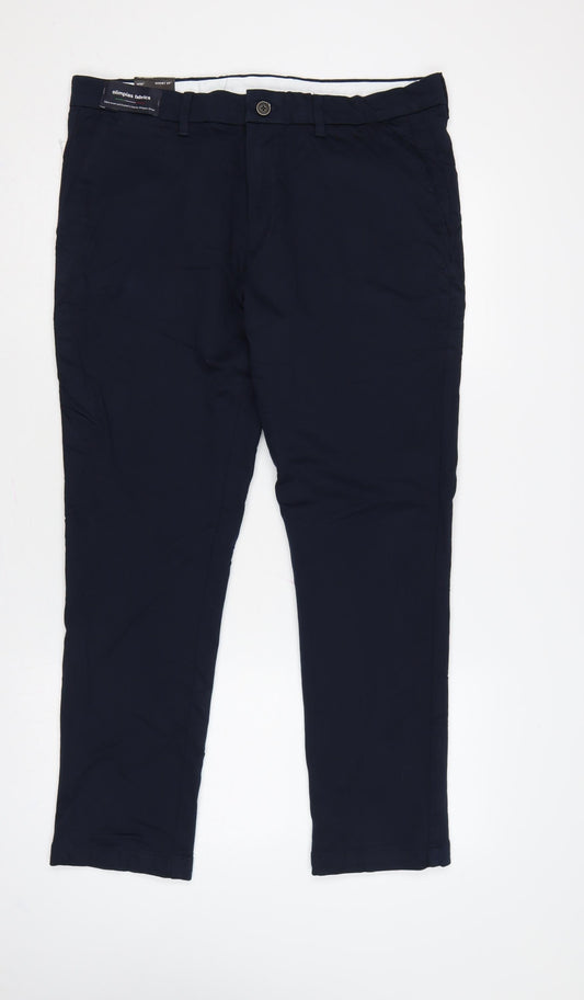 M&S Autograph Men's Blue 36in Slim Fit Chino Trousers Short 29in