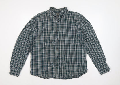 Marks and Spencer Men’s Green Check Button-Down Shirt 15.5 Regular
