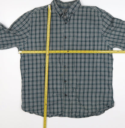 Marks and Spencer Men’s Green Check Button-Down Shirt 15.5 Regular