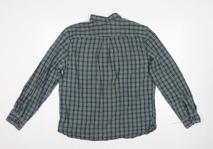Marks and Spencer Men’s Green Check Button-Down Shirt 15.5 Regular