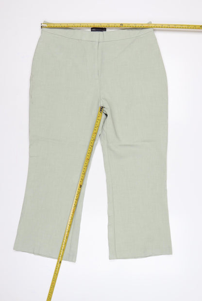 Marks & Spencer Women’s Pale Green UK 14 Regular Flared Linen Trousers