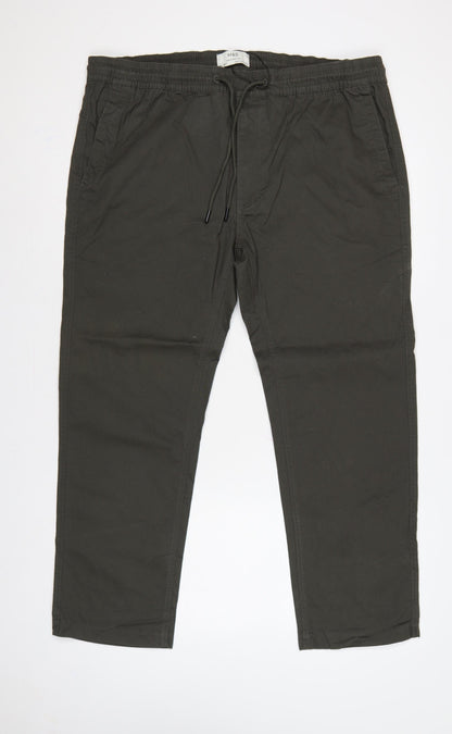 Marks and Spencer Men's Green XL Straight Fit Drawstring Trousers