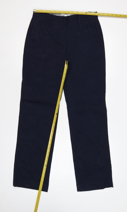 Marks and Spencer Women Blue UK 10 Regular Straight Chino Trousers