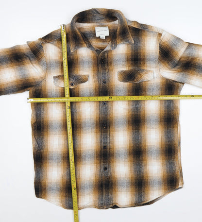American Eagle Men’s L Brown Plaid Classic Fit Flannel Button-Up Shirt